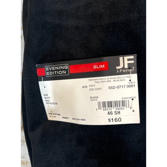 J. Ferrar Evening Edition Slim Fit Black Velvet Mens Blazer Size 46 SH - Picture 4 of 5